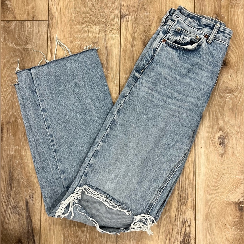 Zara Full Length High Rise Wide Leg Jean